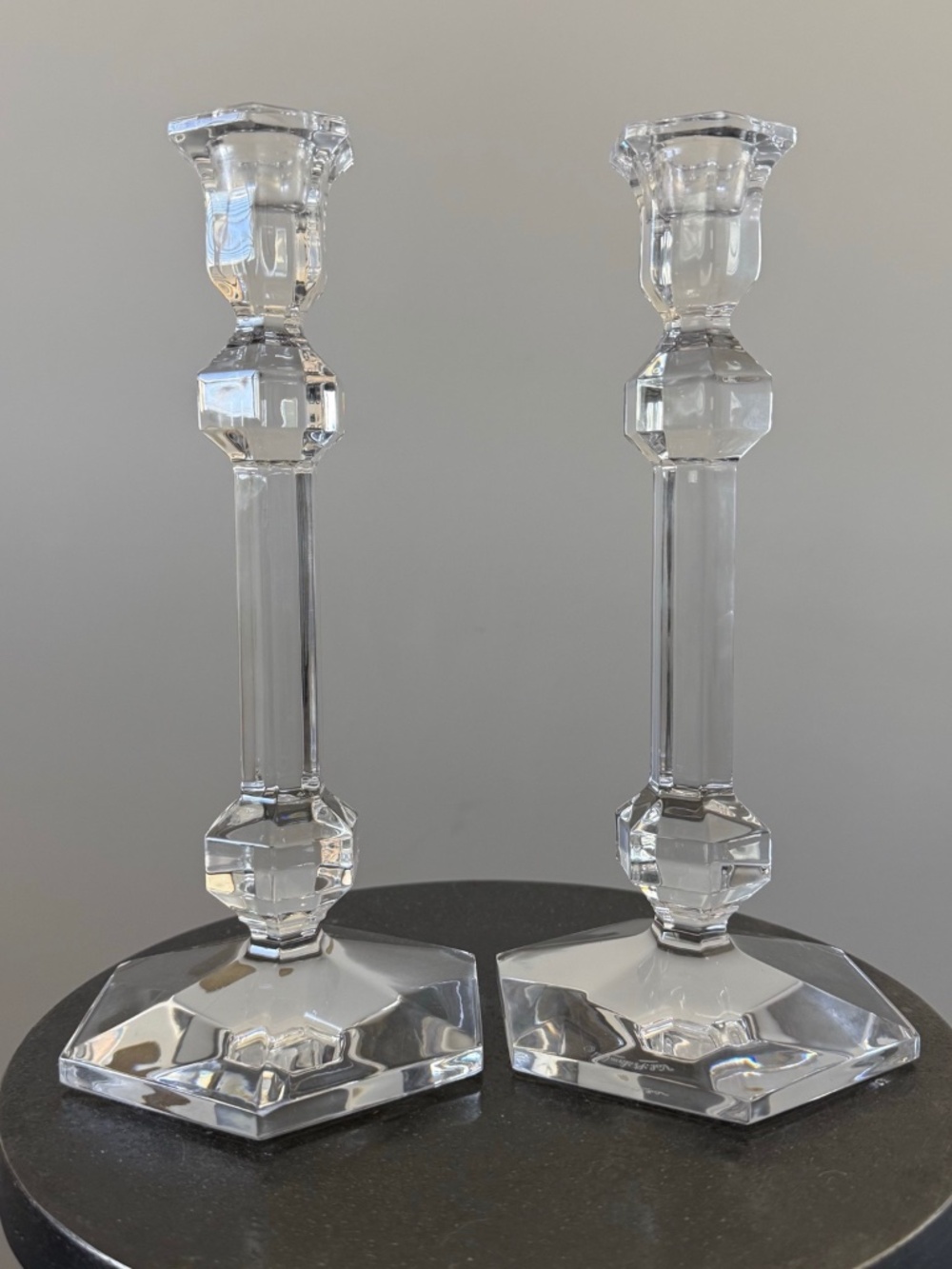 Val St. Lambert Crystal Candlesticks – Set of 2 | Belgian Cut Crystal